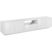 Mueble tv azzurras, aparador bajo de salón, base para soporte para televisión, 100% made in italy, 220x43h46 cm, blanco brillo