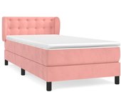 Somier de láminas con colchón rosa 90x200 cm terciopelo