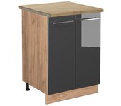 Vicco mueble bajo de cocina fame-line, antracita alto brillo, 60 cm , et roble