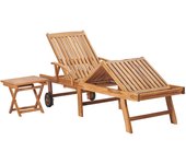 Tumbona | silla de jardín con mesa y cojín madera maciza de teca cfw56495
