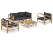 Maison exclusive - set de muebles de jardín 5 piezas bambú con cojines gris oscuro