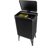 Wellhome cubo de basura de apertura automática con patas 2x15l negro 35,5x26x60 cm