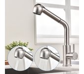 Mezclador de cocina con rociador extraíble, grifo de cocina de acero inoxidable cepillado, mezclador de fregadero giratorio de 360°