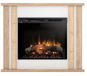 Kelso - chimenea led eléctrica independiente - 28' - blanco mate / roble claro - 118 x 98 x 28