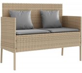 Banco de jardín | silla de jardín con cojines ratán sintético beige cfw31918
