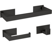 Valaz accesorios de baño adhesivos pegados sin taladro negro mate cuadrados toallero 30cm+ percha+ portarollos - 2perchas