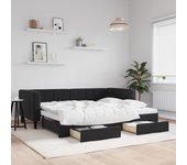 Sofá cama nido y cajones terciopelo negro 90x200 cm