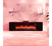 Kit móvil negro sined ispica meda 108: chimenea eléctrica 1500w, madera de roble, llama led, mando a distancia, ideal para todas las estaciones