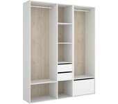 Conjunto armario-vestidor con 2 cajones y zapatero suit blanco/natural - 205x158x45 cm