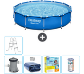 Paquete de piscina - bestway - alrededor - 366x366x76 cm + accesorios cb19