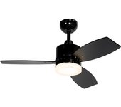 Ventilador de techo para exterior negro con led y mando a distancia ip44 - toledo - para el dormitorio, salon