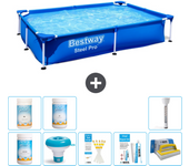 Paquete de piscina - bestway - rectángulo - 221x150x43 cm + accesorios