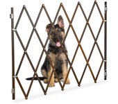 Relaxdays barrera seguridad perro bambú, valla salvaescaleras plegable, hasta 130,5cm, 100cm alto, reja mascotas, marrón