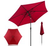 Sombrilla de hawaiana reclinable 2,7m--upf 30+ protección solar para arena playa/jardín/terraza/playa, rojo