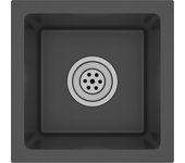 Fregadero de cocina hecho a mano, lavabo para interior de casa, baño, 30 x 30 cm, acero inoxidable negro 02_0002450