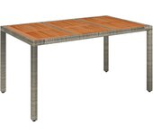 Mesa de jardín，mesa para exteriores，mesa de patio superficie de madera ratán pe gris 150x90x75 cm cfw15721