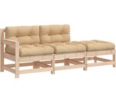 Juego de sofás de jardín 3 piezas | conjunto de comedor | conjunto de descanso con cojines madera maciza cfw326230