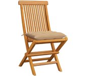 Sillas de jardín 6 uds con cojines beige madera de teca