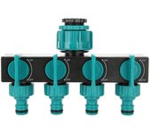 Adaptador divisor de conector de manguera de grifo de riego de jardín de 4 vías con válvula de cierre para sistema de goteo de césped de jardín