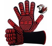 Guantes para horno, guantes resistentes al calor, guantes para asar, guantes para horno resistentes al calor hasta 800 °c, rojos