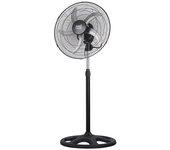 Ventilador de pie reforzado negro 3 vel. 75w 5 aspas aluminio plata giro 360 regx50x50 cm