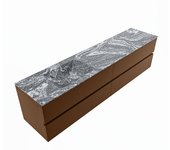 Mondiaz vica dlux 200cm mueble de baño color rust con 4 cajones. con lavabo cloud izquierda 1 orificio color lava