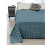 Colcha acolchada de raso rayas solid blue doble