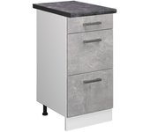 Vicco mueble bajo de cocina r-line, hormigón, 40 cm con cajones, et antracita