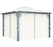 Maison exclusive - cenador con cortina color crema aluminio 300x300 cm