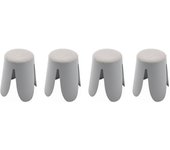 Taburetes apilable de borreguito texturizado, set de 4, niki, gris claro, 44x30x46 cm