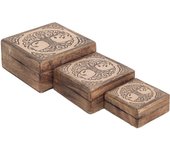 By sigris set 3 cajas cuadradas árbol incluye 3 unidades decoración cajas y joyeros colección étnico signes grimalt decor and go