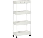 Carrito auxiliar homcom acero, abs blanco 40x19x90 cm