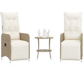Maison exclusive - sillones reclinables de jardín con mesa 2 uds ratán pe beige