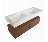 Mondiaz alan-dlux 120cm mueble de baño rust 2 cajones. con lavabo cloud doble sin orificios color opalo