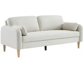 Sofá redondo escandinavo en tela, 3 plazas, bellano, blanco, 180x79x81 cm