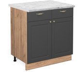 Vicco mueble bajo de cocina fame-line, antracita-oro, 80 cm , et mármol