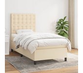 Cama con somier y colchón crema 90x190 cm tela