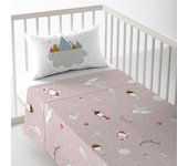 Juego de sábana cuna/maxicuna wonderland rev pink 100% algodón cuna 60 cm