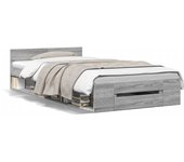Cama con cajón madera de ingeniería gris sonoma 90x200 cm