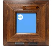 Ventana pvc 400x400 roble dorado oscilante vidrio mate manivela oculta