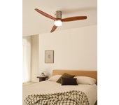 Wind calm natural wood - función verano/invierno - ventilador de techo 40w silencioso ø132 cm con luz y mando a distancia
