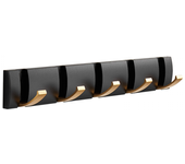 Perchero plegable de pared con 5 ganchos, perchero de pared que ahorra espacio, ganchos para toallero negro dorado para baño, dormitorio, entrada, som
