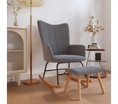 Silla mecedora | sillón balancín relax | sillón de salón con reposapiés tela gris oscuro cfw419808
