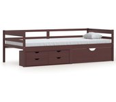 Cama para adultos | cama con cajones y armario madera pino marrón oscuro 90x200 cm cfw748451