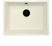 Granitemy fregadero universal de granito blanco 55x40 cm, instalación sobre encimera, bajo encimera y al ras, con tapón negro 1208967154