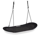 Relaxdays columpio nido xxl, asiento niños y adultos, hasta 100 kg, balancín ovalado jardín, 141,5 x 43,5 cm, negro
