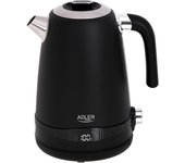 Hervidor agua eléctrico, capacidad 1,7l, sin bpa, control temperatura, acero inox, inalámbrico, adler, negro, 2200, ad1295b