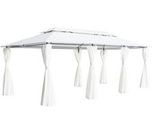 Maison exclusive - cenador con cortinas 600x298x270 cm blanco 180g/m²