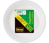 Idena 58250 - piatti per feste bianchi, 100 pezzi, diametro 23 cm, ecologici e compostabili, piatti di carta, piatti di carta, stoviglie usa e getta