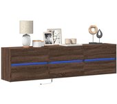 Maison exclusive - mueble de tv de pared con led marrón roble 180x31x45 cm